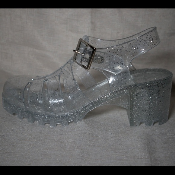 ❗️last 1 ❗️💎HPx2!💎GLITTER JELLY HEELED SANDALS! - Picture 3 of 4